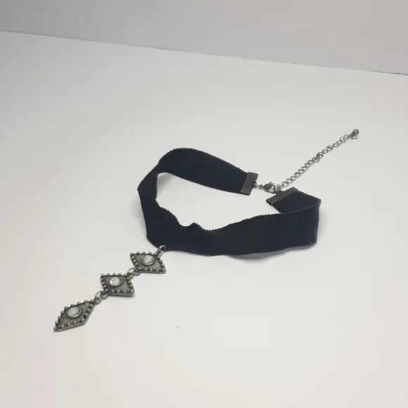 Long pendant adjustable choker boho black/grey - Picture 2 of 14